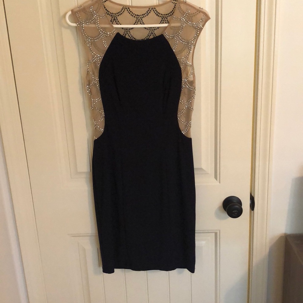 Navy and cream dress